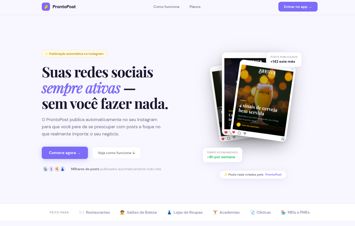 ProntoPost — publicação automática no Instagram